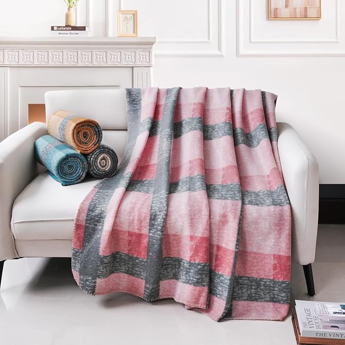 ZYFZCYBL Fleece Blanket Bulk Pack of 6 Cozy Fleece Throw Blankets 50x60 Warm Soft Lightweight Breathable Pet-Friendly for Bed Sofa Camping Wedding Gifts (Multiple Plaid