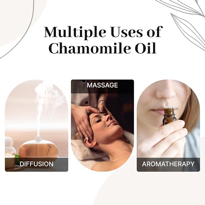 Chamomile Essential Oil for Skin & Relaxation – Organic Chamomile Oil for Face, Hair & Diffuser, Pure & Natural Essential Oils, Gentle Aromatherapy Oils for Calm Mood & Peaceful Ambiance - 10ML