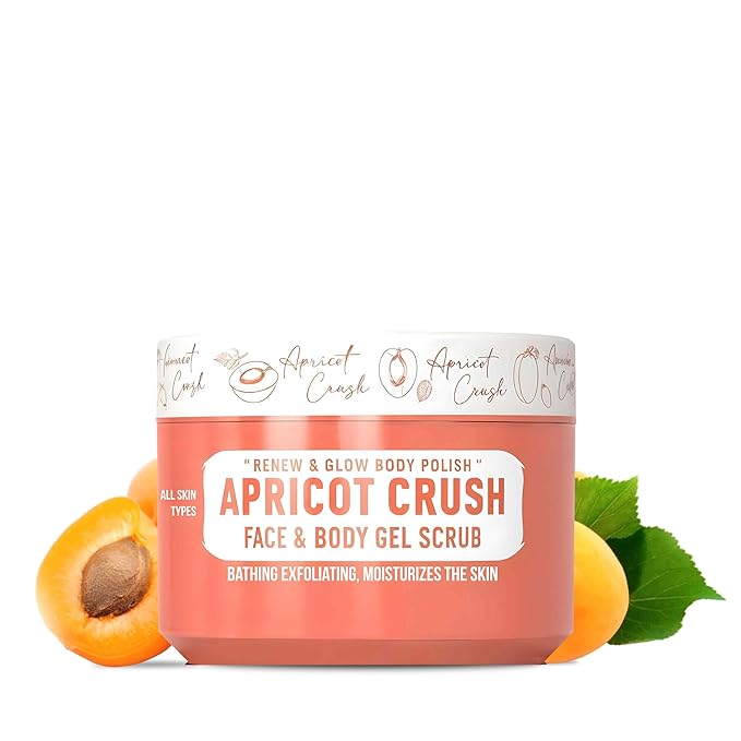 Immortal NYC - Apricot Crush Face & Body Scrub Mask Gel- Moisturizing and Exfoliating Body, Face, Hand, Foot Scrub - Fights Acne, Fine Lines & Wrinkles, Great Gifts For Women & Men - 10 oz