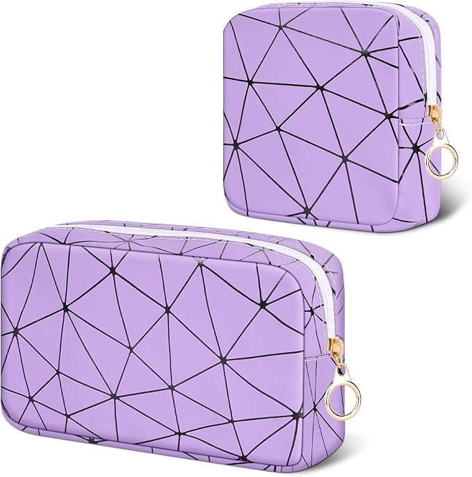 Likesing Period Bag for Teen Girls, Leather Sanitary Napkin Storage Bag, Portable Menstrual Pad Bag Period Pads Pouch, Small Make Up Bags