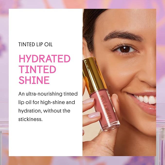 Winky Lux Flush Barely There Sheer Tinted Lip Oil - Hydrating Lip Gloss Tint, Coral Glossy Lip Balm, Juicy Non Sticky Long Lasting Formula, Infused with Jojoba Oil & Soft Vanilla Scent