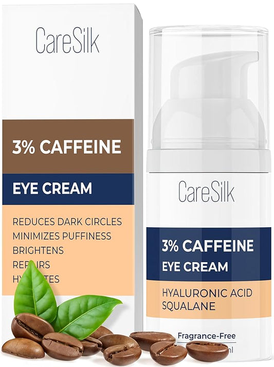 Caffeine Eye Cream for Puffy Eyes Treatment + Hyaluronic Acid & Squalane - Under Eye Cream, Dark Circles Under Eye Treatment, Under Eye Corrector Serum - 0.5oz