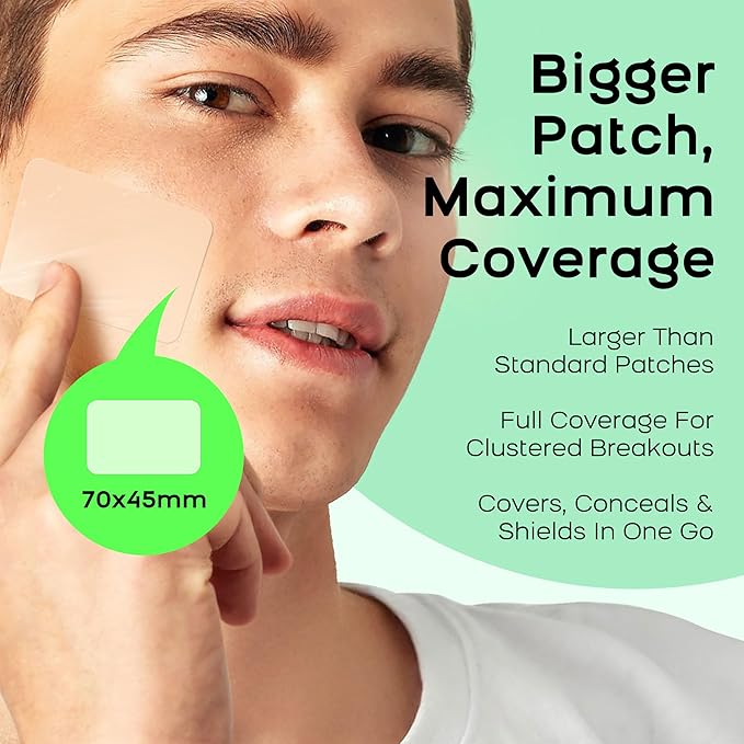 XL Hydrocolloid Acne Patches - Extra Large Pimple Patches for Cystic Acne on Face & Body | Nose, Chin, Back & Bacne Treatment | Vegan & Cruelty-Free (10 Count)