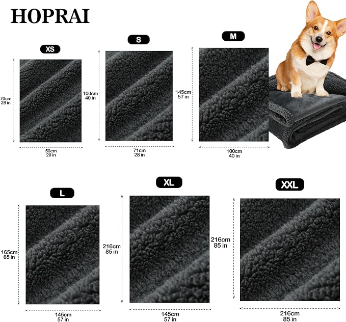 Dog Blanket, Waterproof Reversible Sherpa Fleece Throw Blanket, Furniture Cover for Bed, Couch, Sofa Protection from Liquid Pee and Pet Fur of Puppy, Cat (Gray S28*39inches)