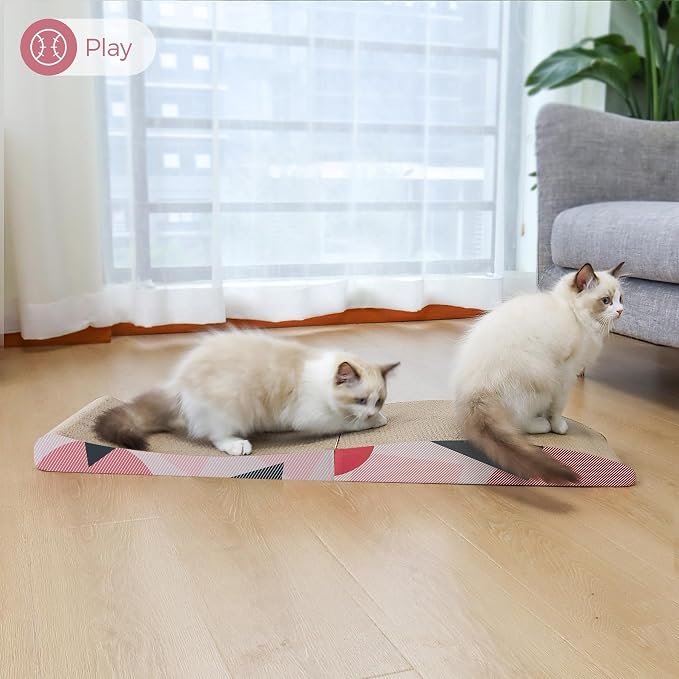 ComSaf Foldable Cat Scratcher Bed, Cardboard Scratch Pad for Indoor Cats | Cat Scratching Board, Wavy Lounger Shape, Foldable Design, Furniture Protection, Indoor Floor Use, Claw Care