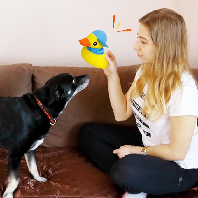 Squeaky Dog Toys, Floating Dog Toys for Indoor or Outward Play, Interactive Dog Gifts for Small and Medium Dogs - Yellow Duck
