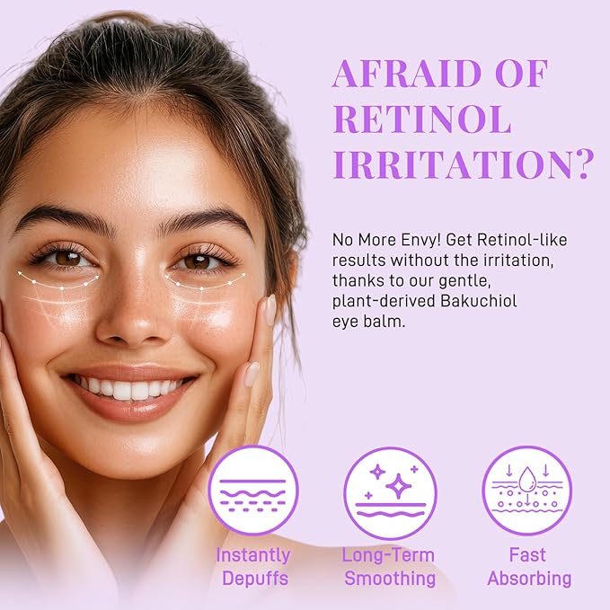 Bakuchiol Eye Balm Stick - Under Eye Cream for Dark Circles and Puffiness, High Potency Retinol Alternative Smooths Fine Lines & Wrinkles for Sensitive Skin, Vegan Moisturizer Stick (0.32oz/9g)