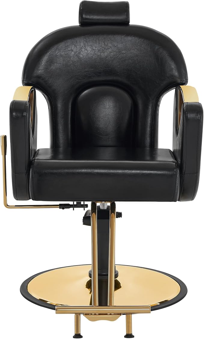 BarberPub Luxurious Classic Barber Chair Hydraulic Pump Recline Beauty Spa Styling Salon for Hair Stylist Equipment 9578(Black)