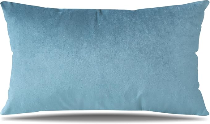Artscope Luxury Velvet Pillow Covers Super Soft Decorative Square Throw Pillow Covers Case Cushion Covers for Sofa Couch Bedroom Car Decor 12x20 Inch Light Blue
