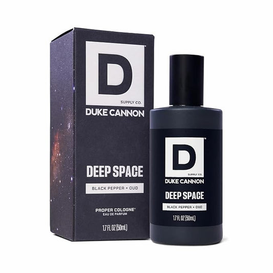 Duke Cannon Proper Cologne for Men - Men's Eau de Parfum - Fragrance for Lasting Wear - Essential Oils - Black Pepper & Oud - Deep Space, 1.7 fl oz