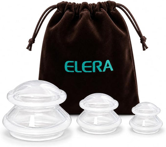 ELERA Cupping Kit for Massage Therapy – Silicone Cupping Therapy Set with 3 Massage Cups (S/M/L), Ideal for Cellulite, Relaxation & Daily Self-Care