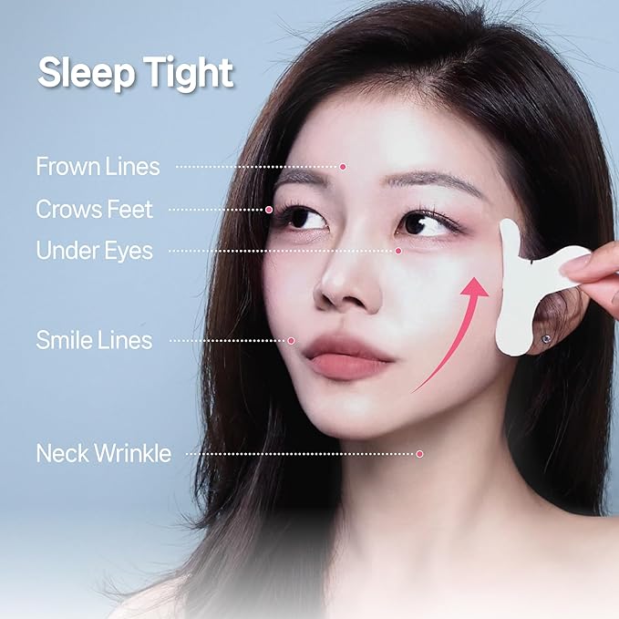 Facial Wrinkle Patches – 18pcs | Labottach Korean Skincare Hydrogel Firming Patch for Between Eyes, Smile Lines & Fine Lines with Adenosine, Tartaric Acid | Stretch & Lift | Home Skin Care