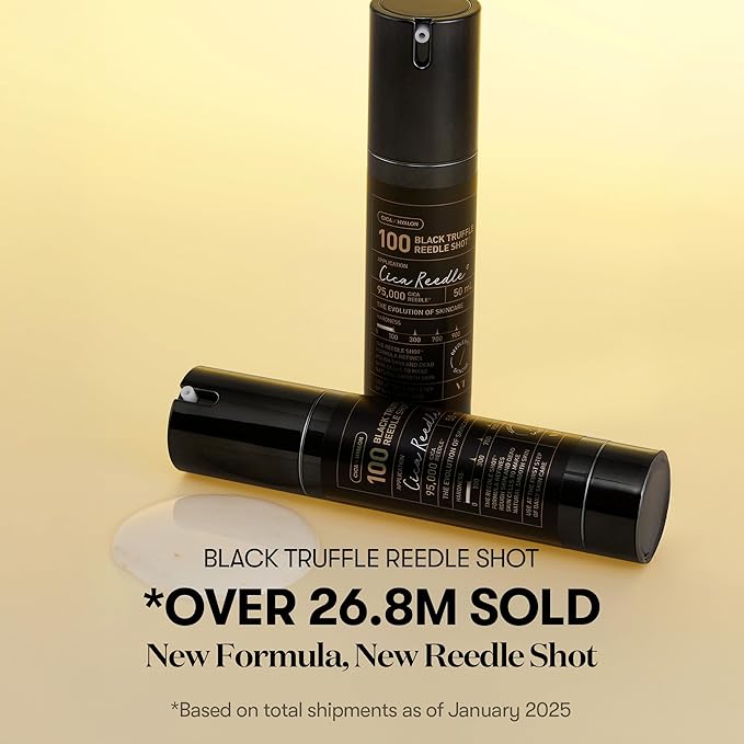 VT COSMETICS Black Truffle Reedle Shot 100, Premium Spicule Microneedling Serum with 24K Gold for Skin Elasticity, Deep Nourishment, Exfoliation & Smooth Glass Skin, Korean Skincare, 1.69 fl oz