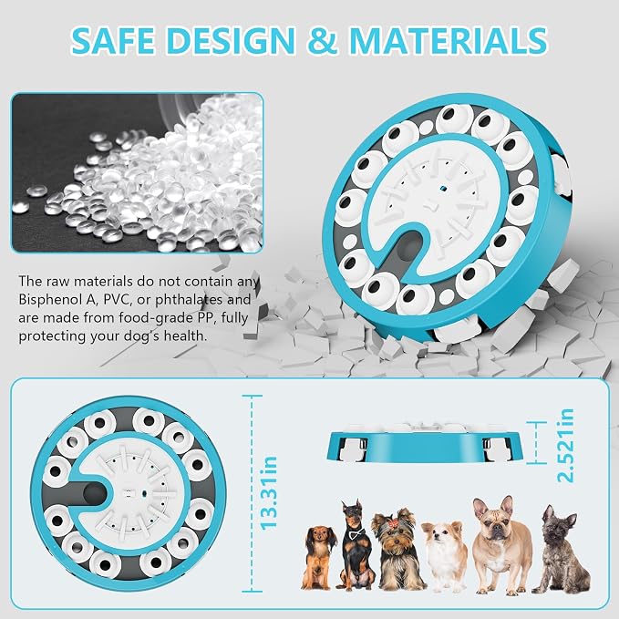 Dog Puzzle Toy, Level 3 in 1 Brain Mental Stimulation Dog Puzzles for Smart Dogs, Interactive Treat Dispenser Cognitive Enrichment Toys Puppy Puzzle Game for Mind Boredom-13.31"x13.31" Blue