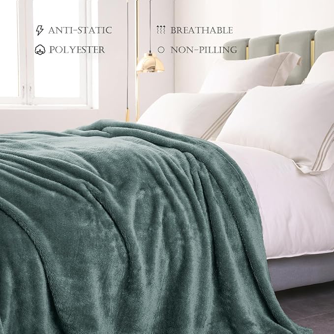 Exclusivo Mezcla Fuzzy Plush Fleece Bed Blanket Twin XL Size, Celadon | 90x66 Inches, Super Soft and Cozy Bed Blanket, Fluffy Blanket for Bed, College Dorm Room Essentials, All Season