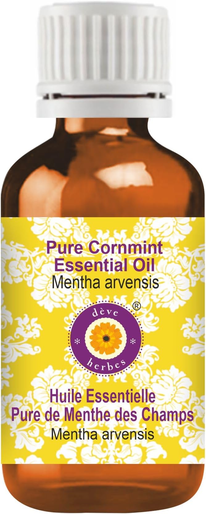 Deve Herbes Pure Cornmint Essential Oil (Mentha arvensis) Steam Distilled 100ml (3.38 oz)