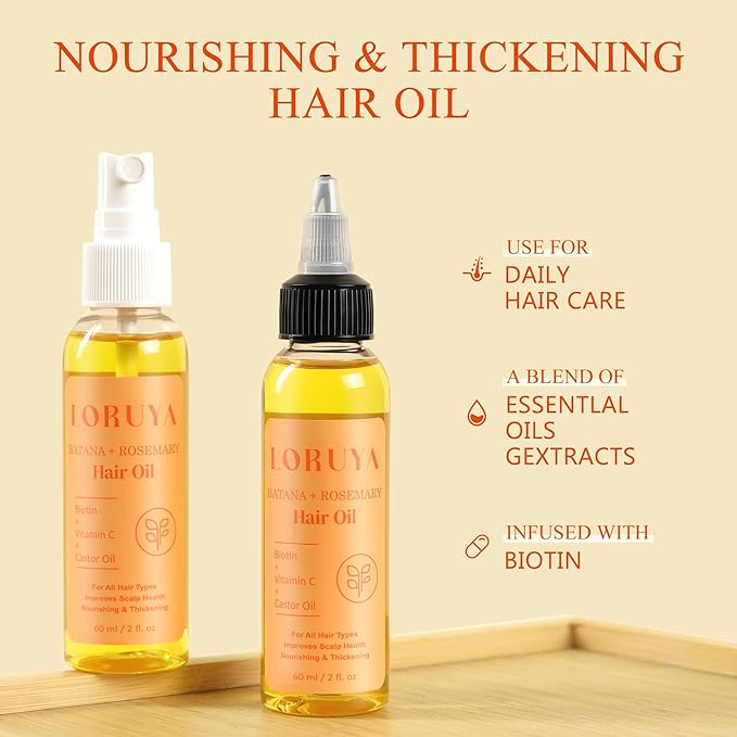 Hair Growth Oil Spray for Women: Natural Hair Growth Serum Women with Rosemary, Batana Oil & Biotin, Promotes Thicker, Fuller & Healthier Looks