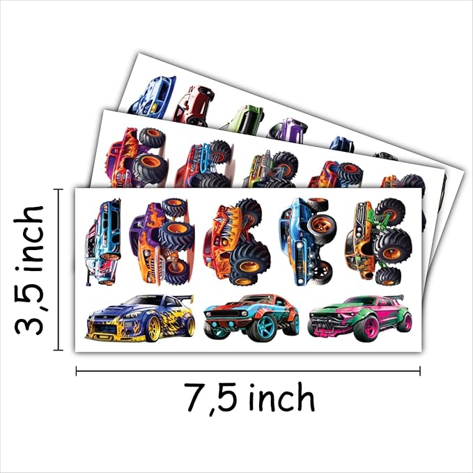 Temporary Tattoos Cars - set 74 Styles Tattoos (Monster Truck)
