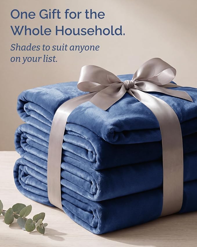 Ultra Soft Fleece Blanket Oversized King Size - Flannel Fleece Luxury Blanket - Lightweight for Couch Bed Chair - Thick, Warm and Breathable - All Season Cozy, Washed Blue