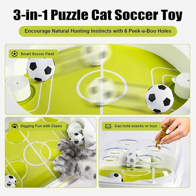 2026 International Soccer Electric Cat Toy Balls with Catnip, Motion Activated Automatic Rolling Interactive Cat Toy, Indoor Hunting Exercise Mental Stimulation Scratching Pet Play Ball