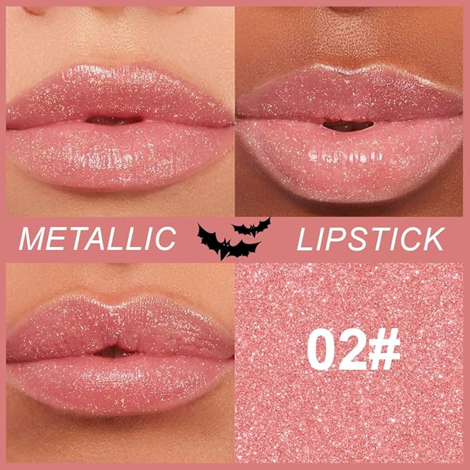 Kaely Glitter Color Changing Lipstick, Shimmer Metallic Lipsticks for Women, High Pigmented Lip Gloss Long Lasting Waterproof Smudge Proof 24 Hour, Halloween Makeup, Vegan & Cruelty-Free, 02
