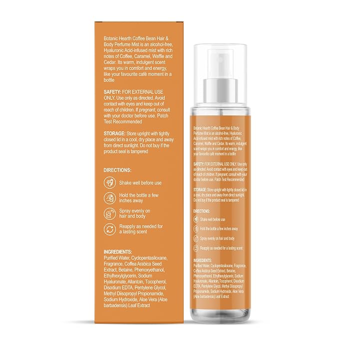 Botanic Hearth Coffee Bean Hair Perfume & Body Mist, Long-Lasting Hair Deodorizer & Body Scent for Women & Men, Alcohol-Free Clean Fragrance Hair Spray For Everyday Wear, All Day Freshness, 3.4 Fl Oz