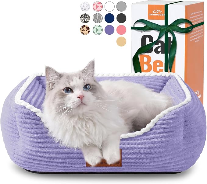 Zerbuger 20in Violet Rectangle Cat Dog Bed Machine Washable Sleeping Sofa | for Large Medium Small Pets Indoor Outdoor, Non-Slip Bottom Soft Puppy Bed Durable Orthopedic Calming Pet Cuddler