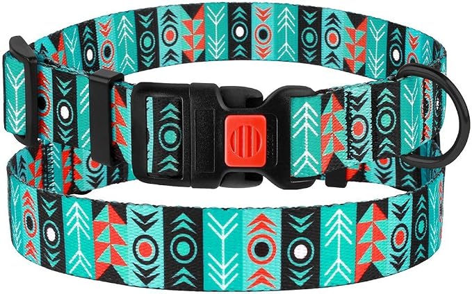 Nylon Dog Collar Buckle Tribal Pattern Pattern 1 12-16 inch