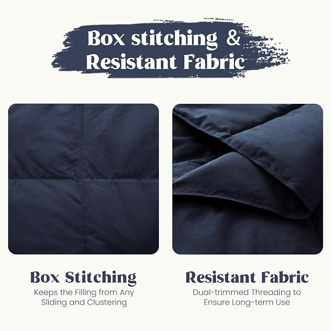 puredown® Soft Feather Down Blanket Lightweight Packable Down & Feather Fill Blanket for Indoor and Outdoor Use, King Size Blankets, 88"X108", Navy