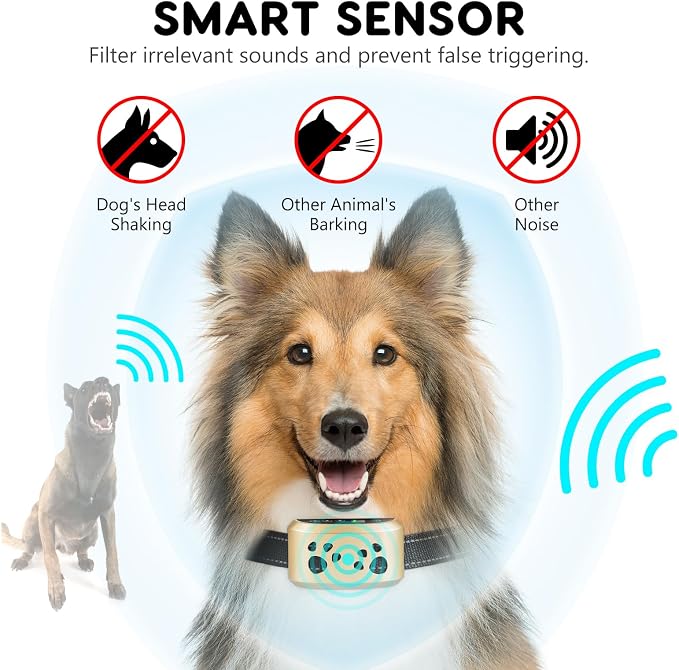 Dog Bark Collar, Svtrat Smart Anti Bark Collar for Small Medium Large Dogs | 7 Adjustable Sensitivity & 4 Humane Modes, Rechargeable Auto No Barking Training Collar for Dogs 8-120lbs, IP65 Waterproof