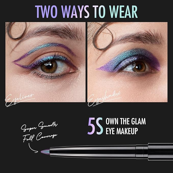 BEPHOLAN Metallic Eyeliner Pencil, Blue Purple Shifting Colors Glitter Waterproof Eye Liner, 24h Long-Lasting Pen, Purple-Blue (NORTHERN LIGHT)