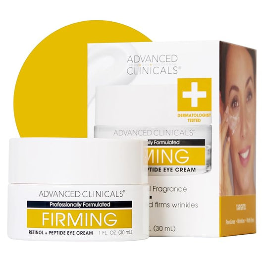 Advanced Clinicals Advanced Retinol Eye Balm + Peptides Face Moisturizer Cream | Visible Anti Aging Under Eyes Cream Improves Appearance Of Wrinkles, Fine Lines, Puffiness, & Dark Circles, 1 Fl Oz