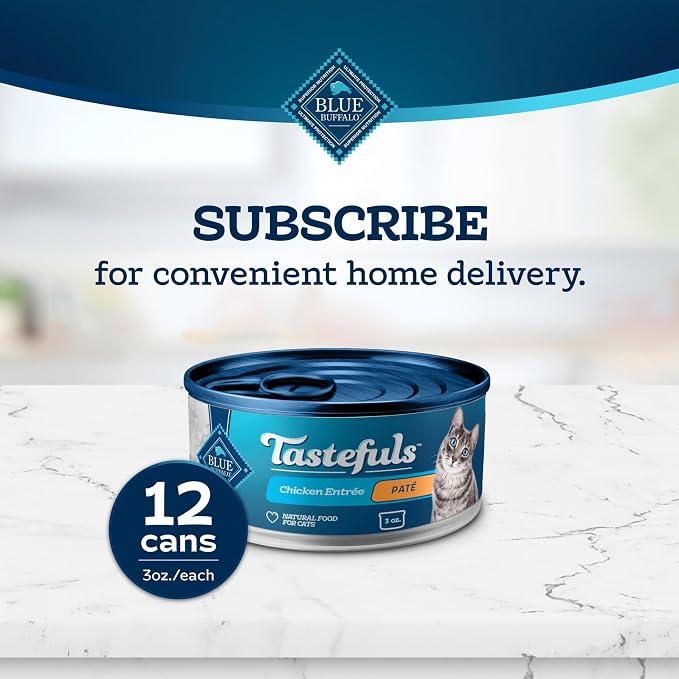 Blue Buffalo Tastefuls Chicken Paté Wet Cat Food, 3 oz, 24 ct | Real Chicken First, Paté Style, No Chicken By-Product, Corn, Wheat, or Soy