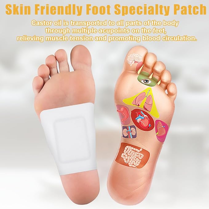 30pcs Castor Oil Pack Wrap for Feet, Skin Friendly Castor Oil Patches Pack Portable Foot Patches, Self-Adhesive Anti Leakage Sticker Disposable Kit, 4"X4.8"