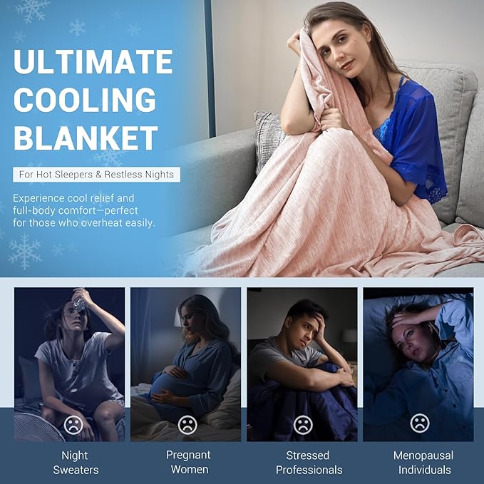 Elegear Arc-Chill 3.0 Cooling Blankets for Hot Sleepers, Throw Size, Pink | Q-Max>0.5 Cooling Fabric, Absorbs Heat to Keep Body Cool, Breathable Summer Blankets for Night Sweats & Menopause, 51"x67"