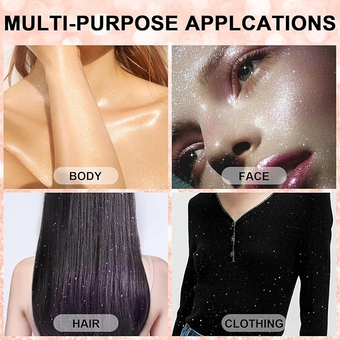 Hair and Body Glitter Spray, 1PC Silver Glitter Hairspray Dry Powder Makeup for Clothes, Festival Rave Prom Loose Sparkle Powder,Holographic Ultra Fine Resin Glitters for Crafts (1PC Champagne)