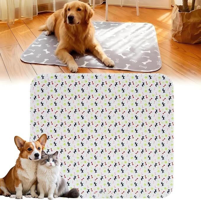 Pee Pads with Pheromones, Elite Pads for Cats, Washable Pee Pads for Dogs, Leak-Proof & Anti-Slip Pet Training Pad for Home & Travel(White, L: 31.5" × 27.6")