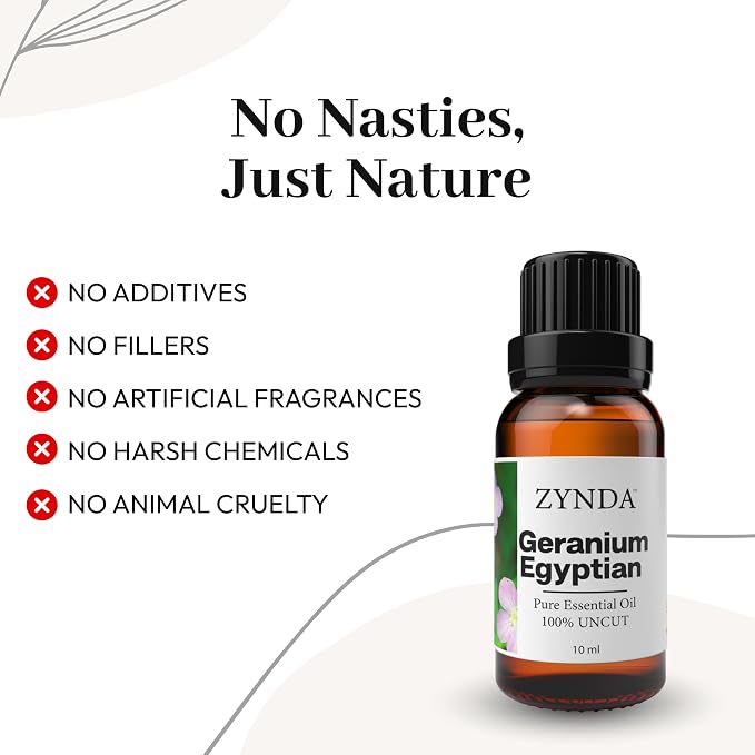 Egyptian Geranium Essential Oil 100% Pure & Natural – Premium Aromatherapy Grade, Lab Tested, Geranium Oil for Skin, Organic Essentials Oil for Hair & DIY Skincare
