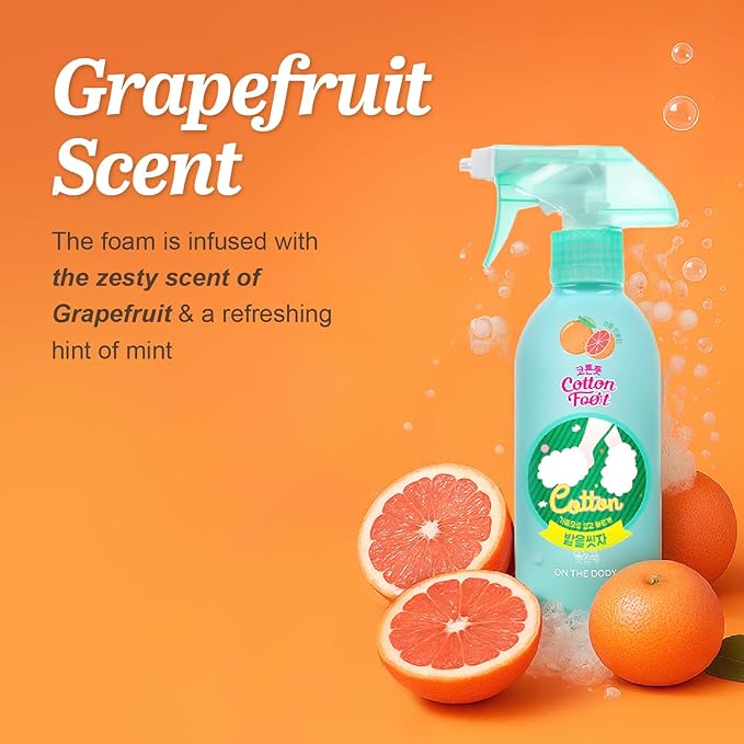 Cotton Foot - Foot Shampoo Soap (Grapefruit, 13fl oz) - Refreshing Cleanse Spray, Deodorizing Foot Care Wash. Foaming Wash, Easy to Use