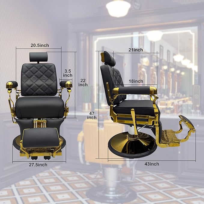 MYS Professional Barber Chair for Salon, Heavy Duty 700lbs Aluminum Hair Stylist Chair, Hydraulic Reclining with 360° Swivel for Tattoo & Beauty,8817 Silver