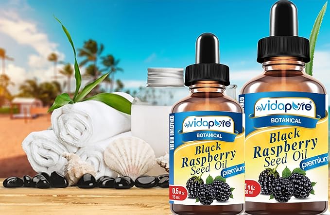 MYVIDAPURE BLACK RASPBERRY SEED OIL 100% Pure VIRGIN UNREFINED for Face, Body, Hair, Lip Care, Nails (1 Fl Oz)