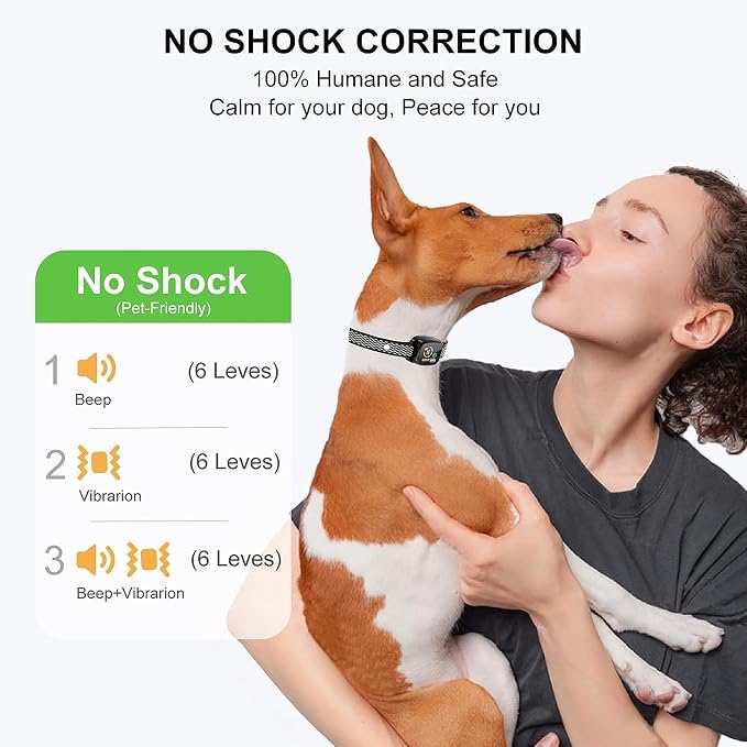 MINI No Shock Bark Collar for Small Dogs, Humane Vibrate & Beep Training, Smart AI Anti-False Triggering, IP67 Waterproof, Rechargeable, Adjustable Strap 8-20" Neck