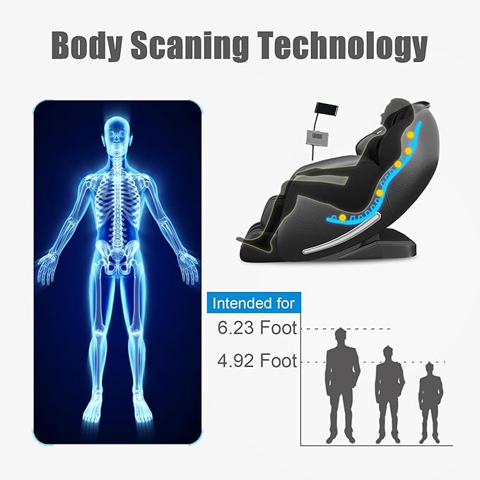 Real Relax 2025 Massage Chair Full Body, Zero Gravity SL-Track Shiatsu Massage Recliner, APP Control, Child Lock, Body Scan Bluetooth Foot Roller, favor 06, All Black