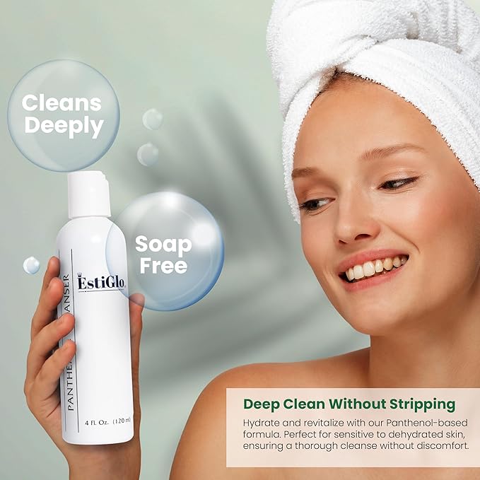 Panthenol Soap-Free Gel Cleanser Bundle with Supracor SpaCells Exfoliating Facial Sponge | Hydrating Cleanser & Honeycomb Exfoliating Glove for Deep Skin Cleansing | Panthenol Cleanse