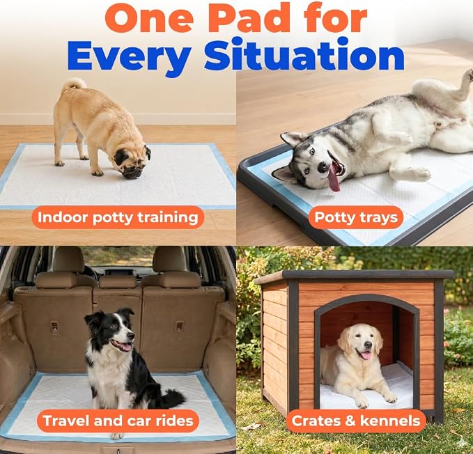 Best Pet Supplies Extra Large Dog Training Puppy Pee Pads - Blue, 100 Count | 36x28", Super Absorbent, Disposable, Leakproof, Keeps Floors Protected & Paws Dry, For Indoor Dogs, Odor Control