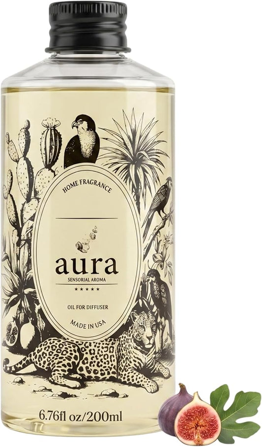 A U R A - Monaco Fragrance Oil for Waterless Scent Diffuser - Inspired by L.Labo-Noir | (6.7 fl oz, 200 ml) Pure Essential Oil Blends for Aromatherapy Diffuser & Hotel Collection Oil Diffuser