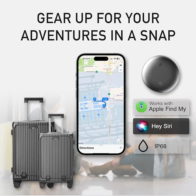 2-Pack Air Tracker Tags, [Apple MFi Certified] Works with Apple Find My (iOS Only) for Worldwide Tracking, Bluetooth Locator with Replaceable Battery for Keys, Pets, Cars, Luggage, Backpacks