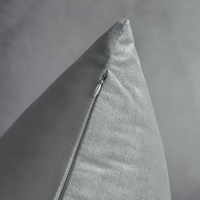 Artscope Luxury Velvet Pillow Covers Decorative Square Pillowcases Soft Solid Cushion Cases for Couch Sofa Bedroom Home Decor 16x16 Inch Graphite Grey