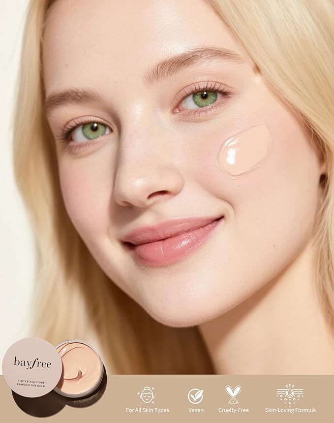 bayfree Tinted Moisture Foundation Balm, All-Day Wear Full Coverage Foundation, Hydrating & Weightless, Sweatproof & Humidity-Resistant, Buildable Natural Finish, Vegan Korean Makeup