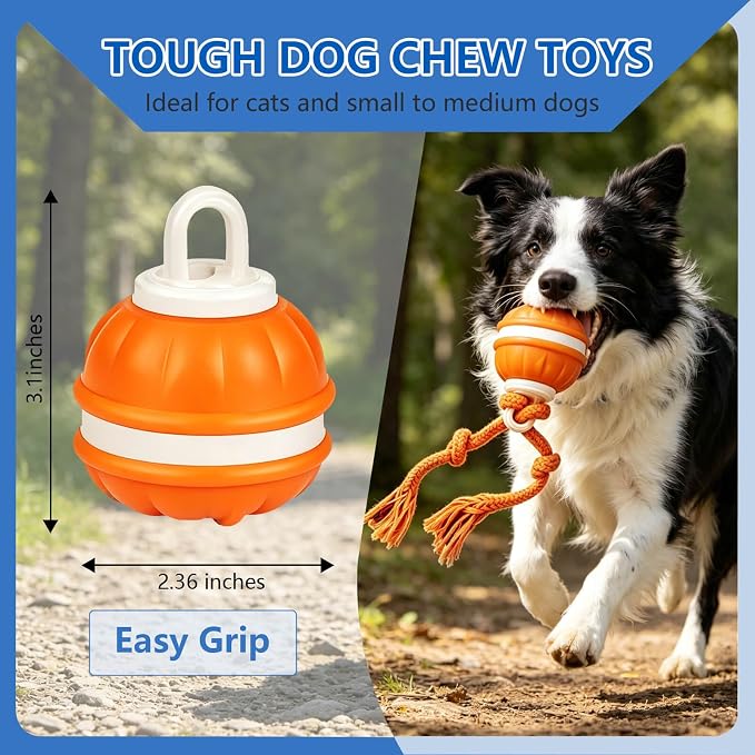 Interactive Dog Ball, 360° Self-Moving, USB-C, LED and Squeaker